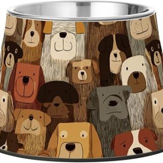 Коричневые мультяшные собачки, милые животные, миски для воды и еды из нержавеющей стали, миски для кошек и мелких животных, усы для снятия напряжения