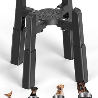 Подставка для собак с регулируемой высотой и шириной, приподнятыми мисками для воды и корма для средних и крупных питомцев, устойчивая и нескользящая.