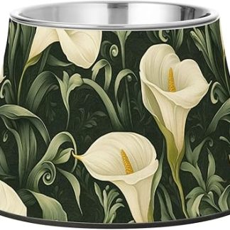 Ретро-миска в форме цветка каллы для домашних животных с подставкой из нержавеющей стали. Простые миски для кошек и маленьких собак, для медленного приема пищи.