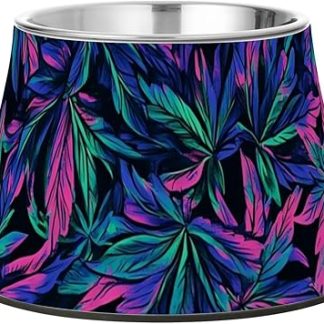 Миска для корма для собак в форме кленового листа, флуоресцентного цвета, нескользящая, из нержавеющей стали, для кошек, для медленного кормления, медленного приема пищи. Plato Para Perros