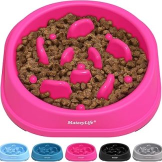 Миски для медленного кормления собак MateeyLife, интерактивная противоскользящая миска-головоломка для замедления процесса кормления (S1-Magenta)
