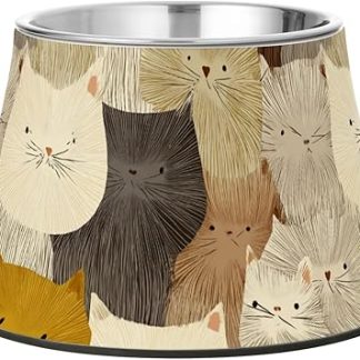 Яркие разноцветные линии, кошки, милые собаки, миска для воды, нескользящая миска для кошачьего корма из нержавеющей стали, медленное кормление, эффект усов