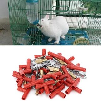 Кормушка для кроликов ZJchao, пластиковая и медная ниппельная, съемная конструкция с тройниками для мелких грызунов, таких как кролики и хорьки.