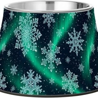 Миски для кормления собак с рисунком «Небо и снежинки», нескользящие, из нержавеющей стали, металлические, для маленьких собак, средство от усов.