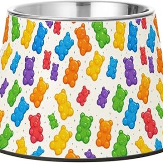 Разноцветные мармеладные мишки, желе, миски для собачьих лакомств, нескользящие, из нержавеющей стали, приподнятые миски для кошек, предназначенные для медленного кормления собак.