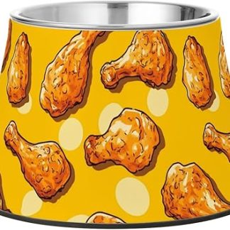 Вкусные мультяшные миски для кормления собак в виде жареных куриных ножек, желтые, с нескользящей поверхностью, из нержавеющей стали, для маленьких питомцев, чтобы они ели медленно.