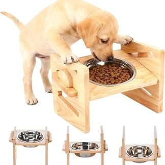 Миска для собак на подставке, миска для корма для собак на подставке, регулировка высоты в 4 положениях, наклон на 15°, подставка для корма с мисками из нержавеющей стали, миска для кормления собак, приподнятая