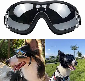 1 Piece of Dog Sunglasses Suitable for Large and Medium-Sized Dog Breeds, UV/Wind/dust/Fog Resistant pet Glasses, with Adjustable Shoulder Straps