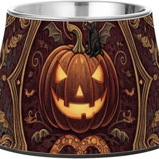 Ретро-миски для собак в виде тыкв на Хэллоуин с подставкой, миска из нержавеющей стали для медленного кормления кошек, миска для облегчения боли в ушах.