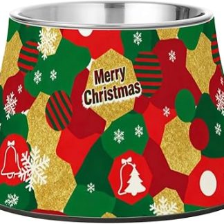 Рождественские золотые миски для корма для домашних животных с пайетками, нескользящие, из нержавеющей стали, приподнятые миски для маленьких собак, средство от усов