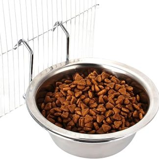 Миска для воды для клетки, противопроливная поилка из нержавеющей стали с крючком - подвесная кормушка для домашних животных, портативная миска для кормления собак дома, в питомнике.