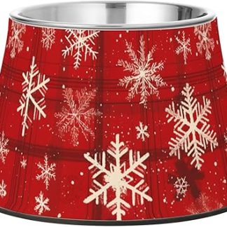 Рождественские красные миски для корма для домашних животных в виде снежинок с подставкой из нержавеющей стали, приподнятые миски для кошек, которые медленно пьют корм, для кошек, которые устали и хотят поесть.