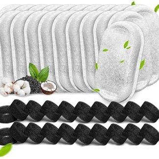 40 фильтров для кошачьих фонтанчиков, подходят для фонтанчиков из нержавеющей стали объемом 67 унций/2 л и 108 унций/3,2 л. Сменные фильтры для кошачьих фонтанчиков, включая губки.