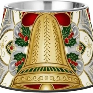 Винтажная миска для корма и воды для собак в стиле бохо с колокольчиком и мандалой, с надписью «Счастливого Рождества», со подставкой, из нержавеющей стали, удобная для кормления собак.