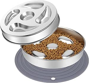 Миска для собак ACEONE из нержавеющей стали 304 с силиконовым ковриком, металлическая миска для собак, большая миска для собак с силиконовым ковриком