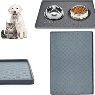 Силиконовый коврик для кормления домашних животных, водонепроницаемый, противоскользящий, непроливаемый, для собак и кошек, серый, 2 шт., 22 × 16