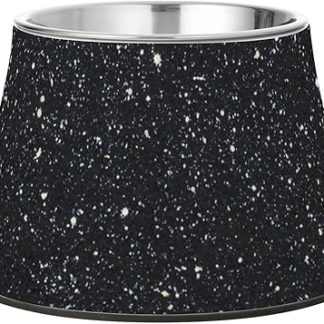 Темно-черная блестящая миска для собак с эффектом звездного нескользящего покрытия из нержавеющей стали. Миски для кошачьего корма. Медленное кормление.