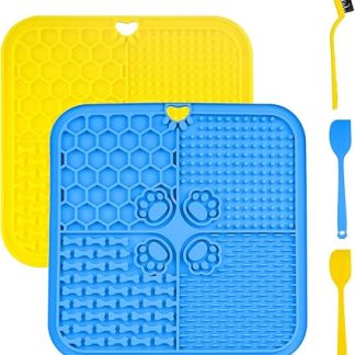 2 шт. коврик для вылизывания кошки, 20 x 20 см, коврик для вылизывания собаки, с присосками, коврик для кормления маслом, йогуртом, игрушка для собак, для медленного поедания, со шпателем/щеткой, 2 шт.