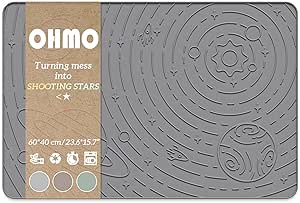 Коврик для собак и кошек OHMO (60 x 40 см, темно-серый, цвет «Галактика») Водонепроницаемый, нескользящий, непроливаемый силиконовый, подходит для еды и воды, не содержит BPA.