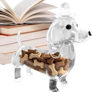 Банка для собачьих лакомств, прозрачный стеклянный контейнер для хранения лакомств для щенков, герметичный контейнер для лакомств с крышками, контейнер для угощений для таксы.