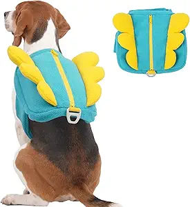 Dog Backpack for Medium Dogs, Backpack for Dogs Pet Backpacks Harness with Pockets for Hiking Walking Training Running, French Bulldog, Boston Terrier (Blue, L)