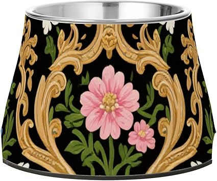 Миски для корма и воды для собак Balot's Golden Retro Flower Raised Pets Food Bowls из нержавеющей стали, предназначенные для медленного кормления собак. Whisker Relief plato para perros con ansiedad