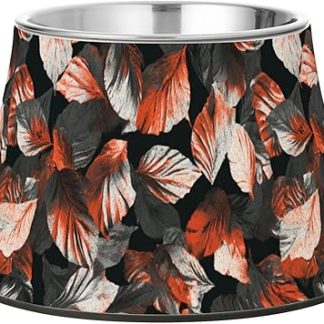 Абстрактная кормушка для собак в виде серых и оранжевых листьев, приподнятые миски из нержавеющей стали для кошек и собак среднего размера, Whiskers Relief