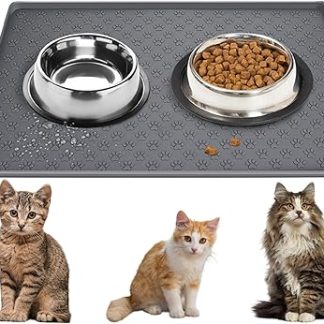 Водонепроницаемый силиконовый коврик для кормления собак, нескользящий, легко чистится, серый, 2 шт., 22 × 16 дюймов.