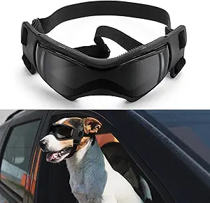 Goggles for Dogs, Ownpets Dog Glasses UV Protection Goggles Snow Protection Wind Protection Dust Protection with Adjustable Strap (Black, Medium)