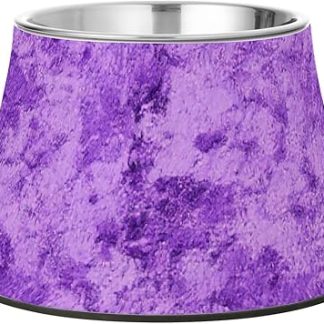 Винтажная однотонная фиолетовая миска для корма для домашних животных с нескользящей подставкой из нержавеющей стали для маленьких собак, предотвращающая усталость шерсти.