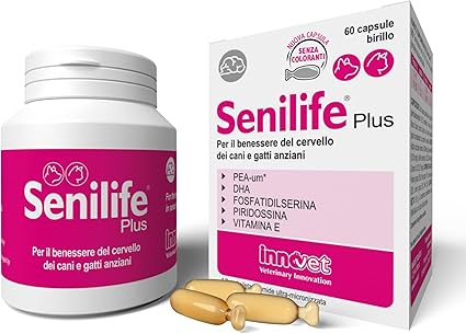 Senilife Plus для улучшения работы мозга у пожилых собак и кошек – улучшает когнитивные функции и память для успешного старения мозга – 60 капсул для однократного применения