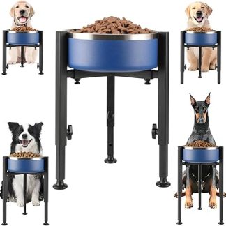 Регулируемая подставка для миски для собак на возвышении - металлический каркас с миской из нержавеющей стали для средних и крупных собак