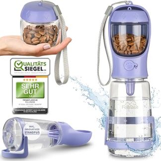 Бутылка для воды со подставкой, 550 мл, герметичная бутылка для воды для собак, для путешествий, непроливаемая, в комплекте кормушка и ремни для переноски (лавандовый цвет)