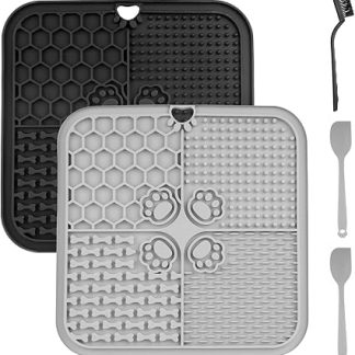 2 шт. коврик для вылизывания собак размером 20x20 см, коврик для вылизывания собак с присосками, коврик для кормления маслом, йогуртом, игрушками для собак, для медленного кормления, с лопаточкой/щеткой.