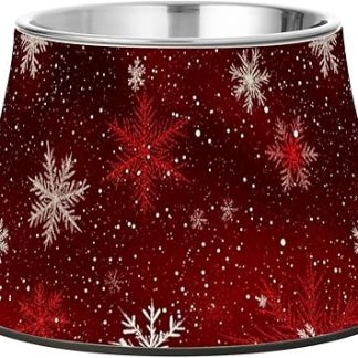 Рождественские миски для кормления собак с изображением снежинок, красные, нескользящие, из нержавеющей стали, для медленного кормления, для снятия раздражения кожи.