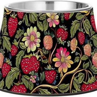 Миска для кормления Straberries, нескользящая, из нержавеющей стали, приподнятая миска для маленьких питомцев, удобная для кормления.