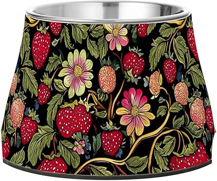 Миска для кормления Straberries, нескользящая, из нержавеющей стали, приподнятая миска для маленьких питомцев, удобная для кормления.