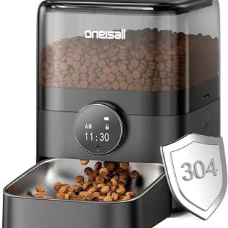 Автоматический дозатор кошачьего корма Oneisall, 3 л, с чашей из нержавеющей стали 304, 1-6 приемов пищи в день, дозатор сухого корма для кошек/собак, с программируемым таймером.