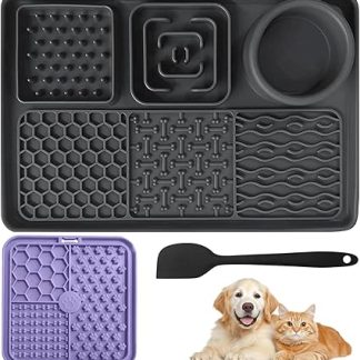 Коврик для вылизывания собак с лопаткой, коврик для вылизывания собак и кошек с присоской для купания, ухода за шерстью, дрессировки, кормления домашних животных, медленного кормления домашних животных.