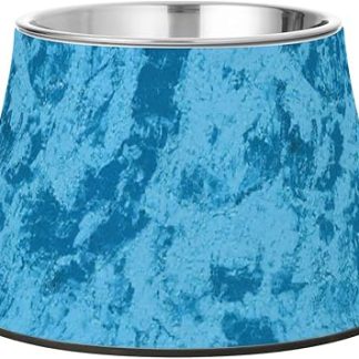 Винтажная миска для воды для собак синего цвета с художественным рисунком в стиле тай-дай, нескользящая, из нержавеющей стали, идеально подходит для медленного кормления собак и обеспечивает комфортное кормление.