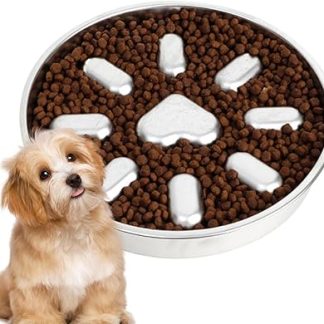 Миска для медленного кормления собак | Миска для медленного кормления собак - нержавеющая сталь, противоскользящая, для крупных и средних щенков, для обогащения рациона, противоскользящая