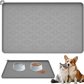 Силиконовые коврики для кормления домашних животных - водонепроницаемые коврики для собак и кошек с приподнятыми краями - 48 x 30 см