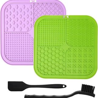 2 коврика для вылизывания собак и кошек с присосками, со щеткой и скребком, для медленного кормления, для масла, йогурта, арахисового масла, коврик для приучения питомцев к купанию, 2 шт.