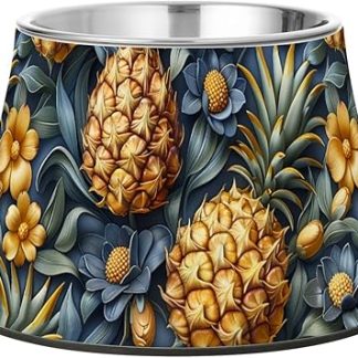 Миски для домашних животных с летним фруктом ананасом, желтые, разноцветные, из нержавеющей стали, металлические, для средних собак, от усталости и раздражения кожи на усах.