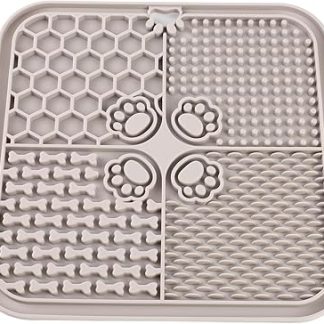 Силиконовый коврик для вылизывания домашних животных, мягкая миска для медленного кормления кошек, успокаивает горло при заболеваниях и способствует здоровью полости рта у домашних щенков (серый)