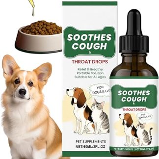Добавка от кашля для собак, капли 60 мл - быстро впитывающаяся жидкая добавка для ежедневного применения, путешествий, вечернего применения, после еды, дома.