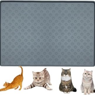 Силиконовая подстилка для кормления домашних животных, нескользящая, водонепроницаемая и герметичная, для использования на полу в миске, серая, 2 шт., 19 × 12