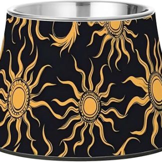 Миски для корма для собак Art Sun Moon Gold Black с подставкой, из нержавеющей стали, для комфортного кормления питомцев, раздельные миски для еды.