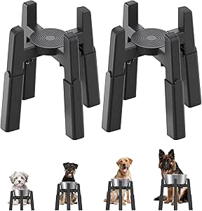 Подставка для мисок для собак с 4 регулируемыми высотами (2 шт.), приподнятая миска для крупных собак, устойчивая и нескользящая, приподнятые миски для собак, станция для кормления собак, только для собак