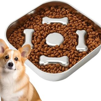 Миска для медленного кормления, миска для кормления домашних животных, нержавеющая сталь, нескользящая, с функцией подачи пузырьков, подходит для дрессировки щенков, котят и пожилых животных, для использования в помещении и на улице.